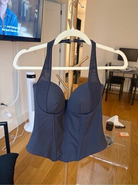 White Fox Blue Corset Halter Top
